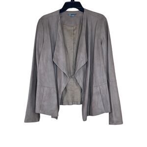 Vince Brown Leather Jacket XL Asymmetrical Fall Front Cozy Luxe Layer Pockets